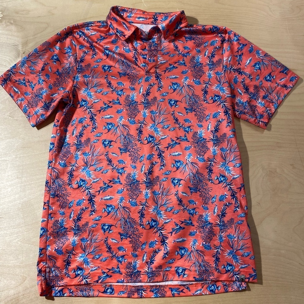 Ocean Coast Coral Blue Patterned Polo Shirt XL (NL)